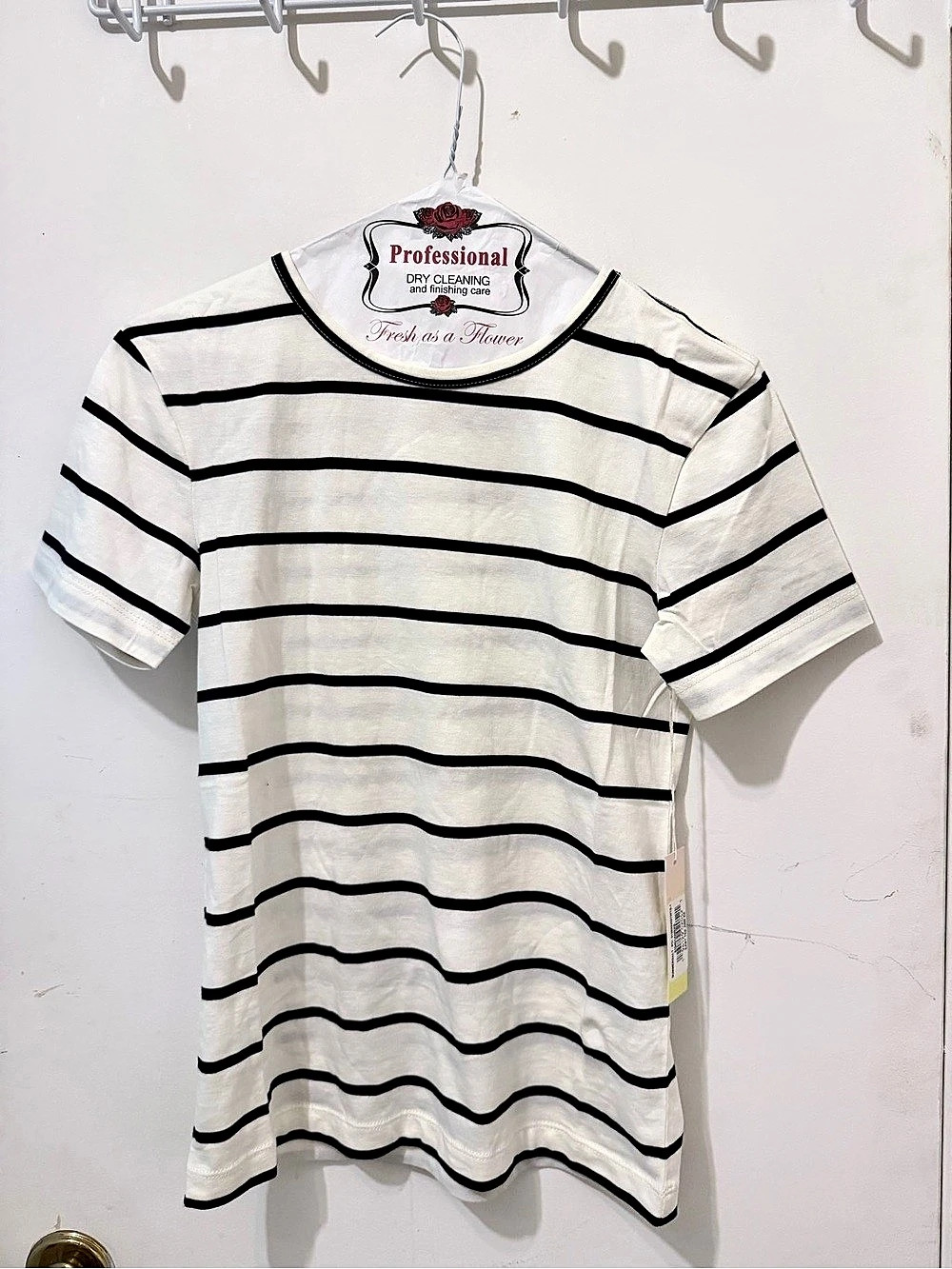 Summersalt The Luxe Pima Easy Tee Striped Tee White & Black XS